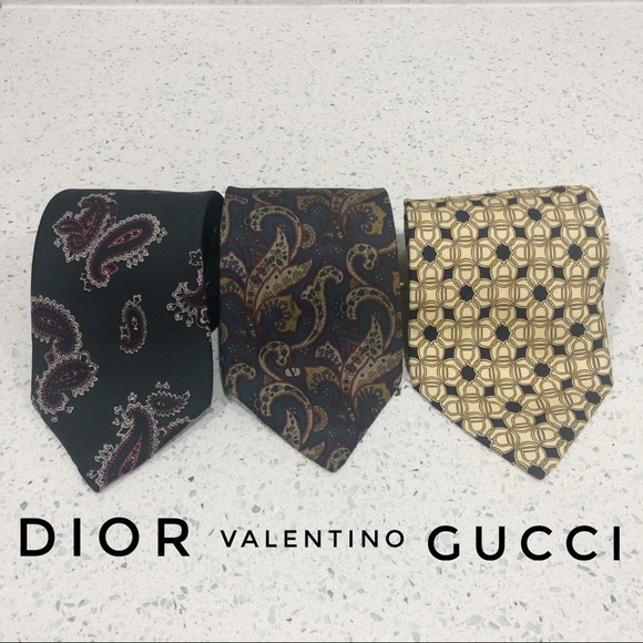Gucci Other - Designer Tie Lot Gucci Dior Valentino Paisley Silk